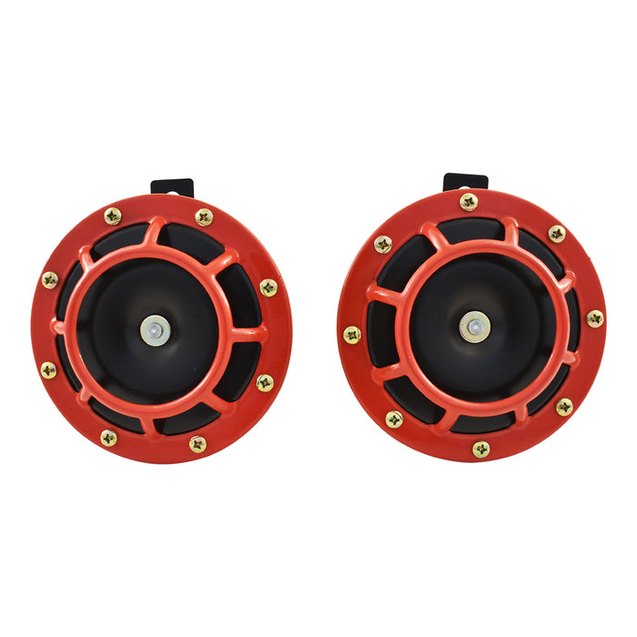 Dual Disc High Low Frequency Horn Set, Supertone Style, 12V, Red