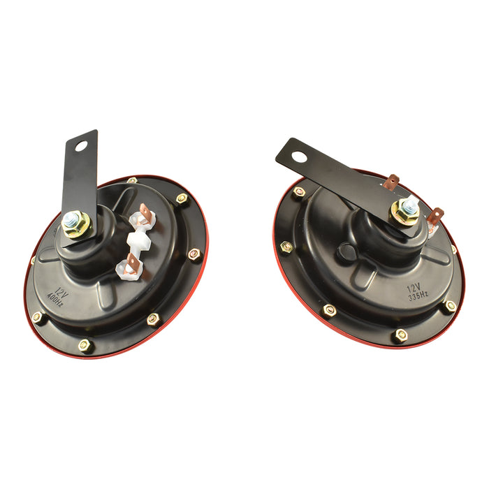 Dual Disc High Low Frequency Horn Set, Supertone Style, 12V, Red