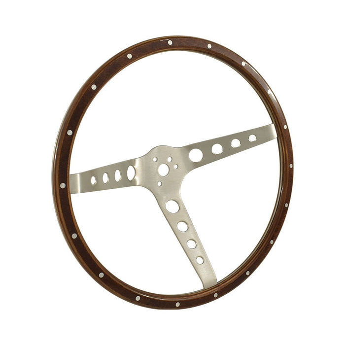 Classic 3 Spoke Deep Dished 15" Wood Rim Steering Wheel 3 Bolt, Spokes w/Holes