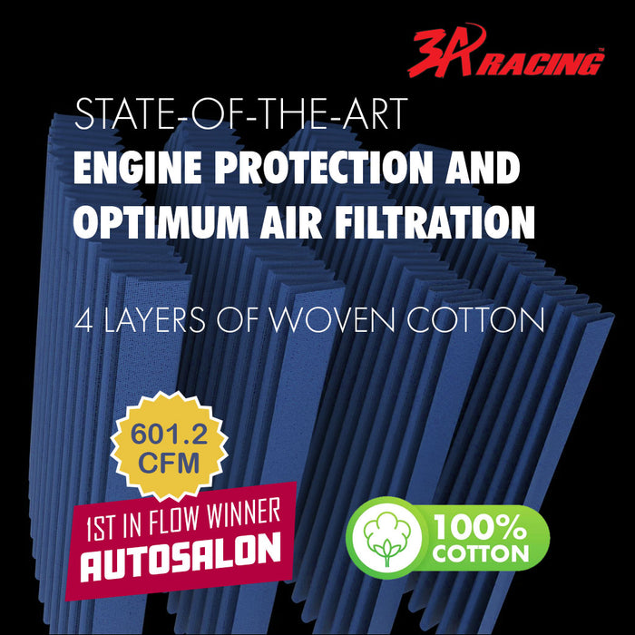 3A Racing Twin Air Filter Black Top Black Element 101mm Neck