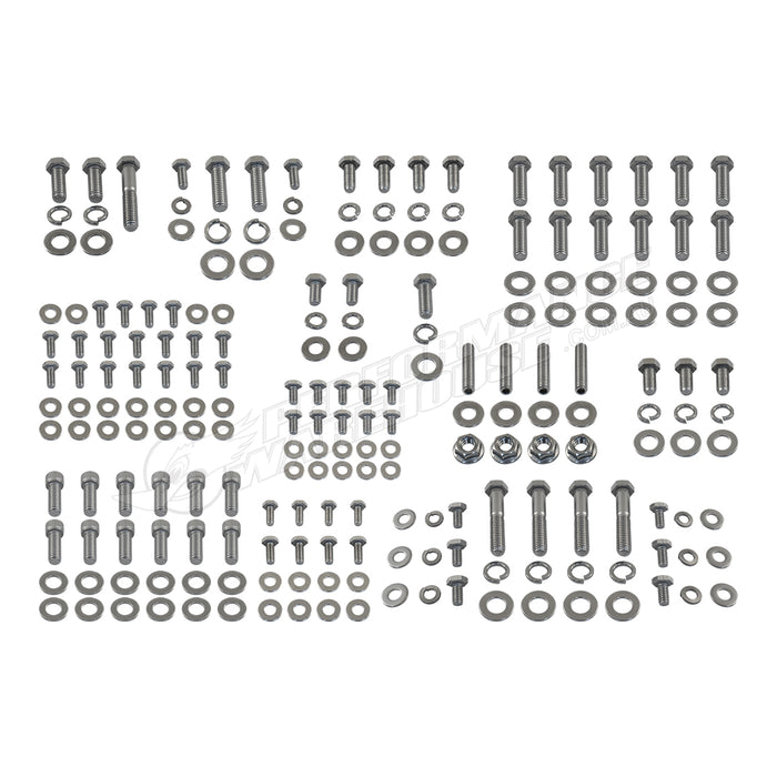 Small Block Chevy Engine Bolt Kit Stainless Steel SBC 283 327 350 383 400 - Long Water Pump
