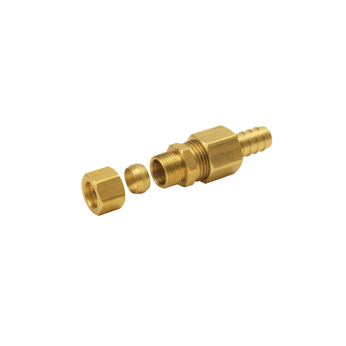 Derale Universal 1/2" Transmission Cooler Line to 1/2" Hose Barb Compression Fitting 13033