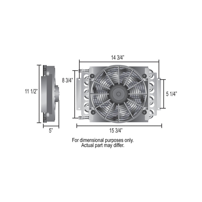 Derale 16 Pass Electra-Cool Remote Engine Oil Cooler Kit, -8AN Inlets 15500