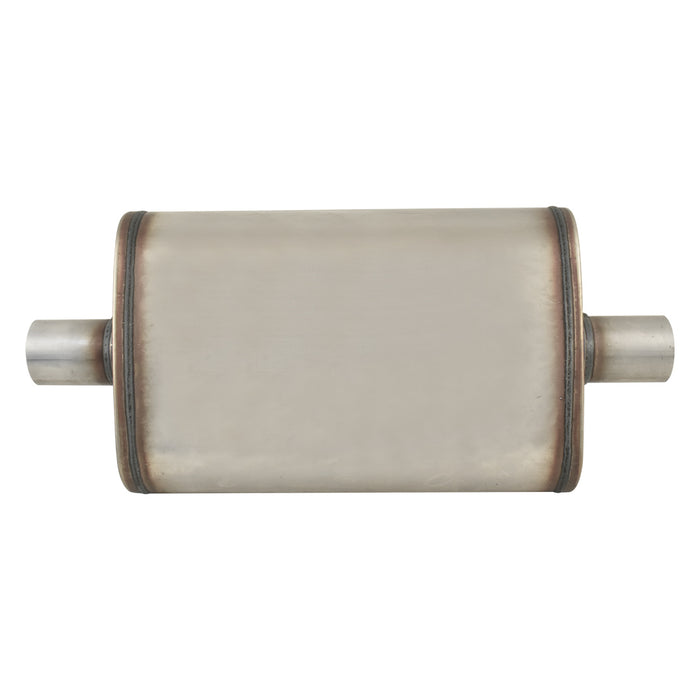 Outlaw T-409 Stainless Steel Straight Through Muffler, Single 2" Inlet/Outlet, Centre/Centre