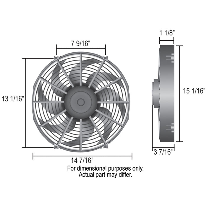Derale 14" High Output Curved Blade IP68 Electric Puller Fan - DER-16114