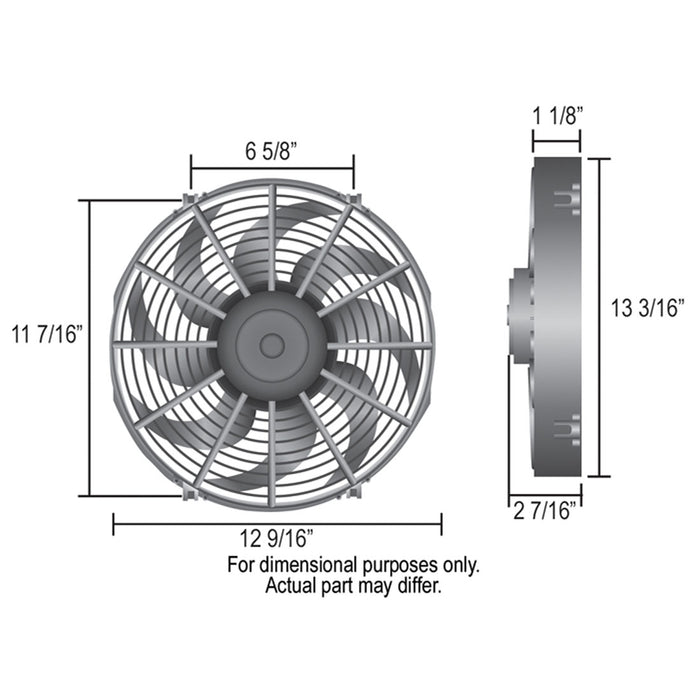 Derale 12" High Output Curved Blade IP68 Electric Puller Fan - DER-16112