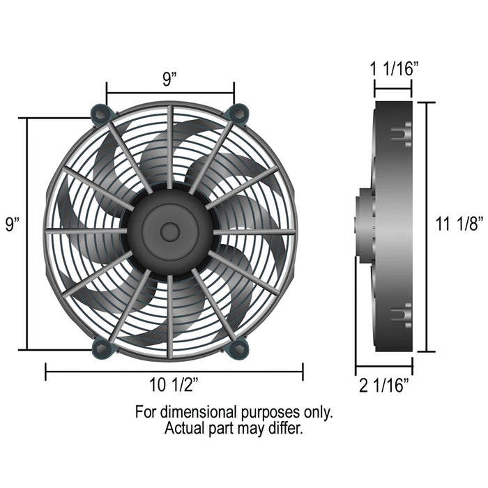 Derale 10'' High Output Curved Blade IP68 Electric Puller Fan - DER-16110