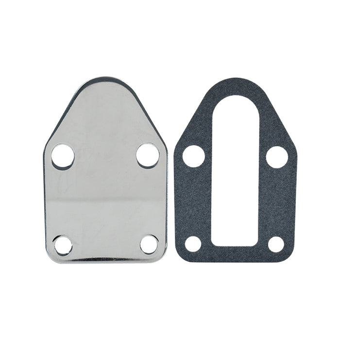 Chrome Small Block Chev Fuel Pump Block Off Plate, SBC 307 327 350 383
