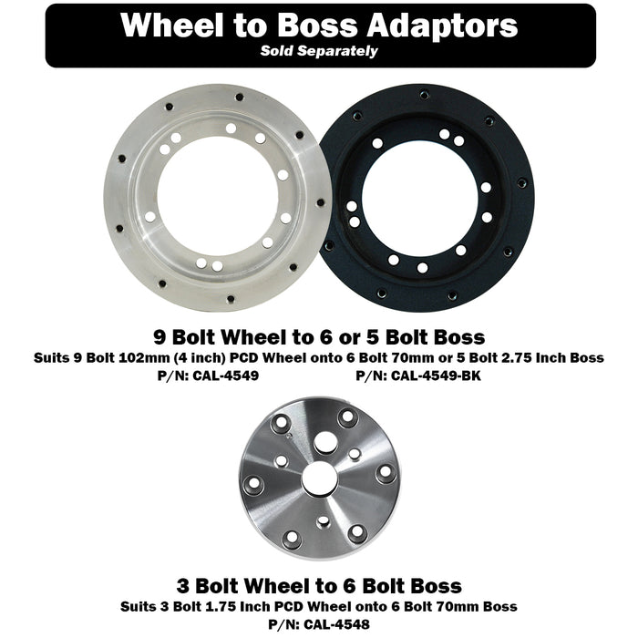 15" Aluminium 9 Bolt Steering Wheel Black Leather Full-Wrap Spokes w/Holes