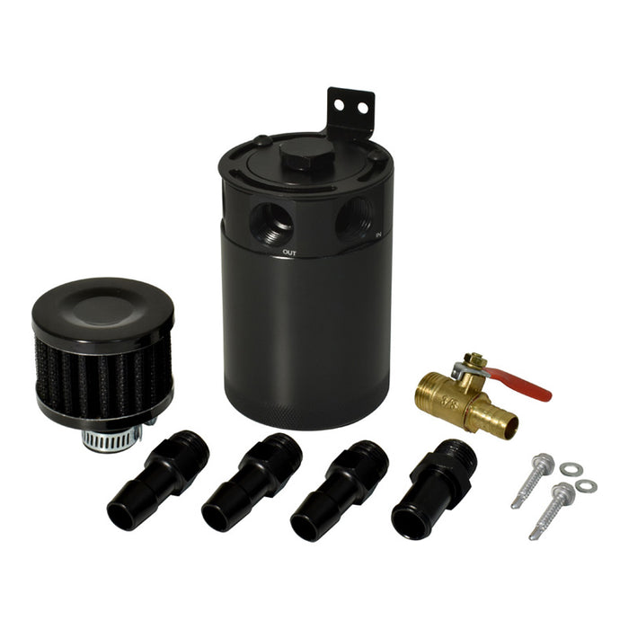 Billet Aluminium Baffled Oil Catch Tank Can Kit w/Air Breather Universal 3-Port