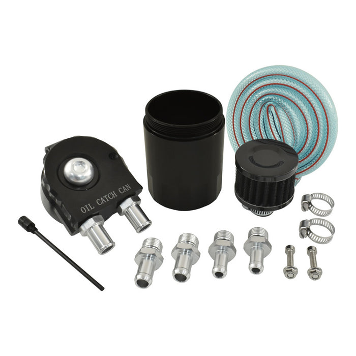 Billet Aluminium Baffled Oil Catch Tank Can Kit w/Air Breather Universal 2-Port