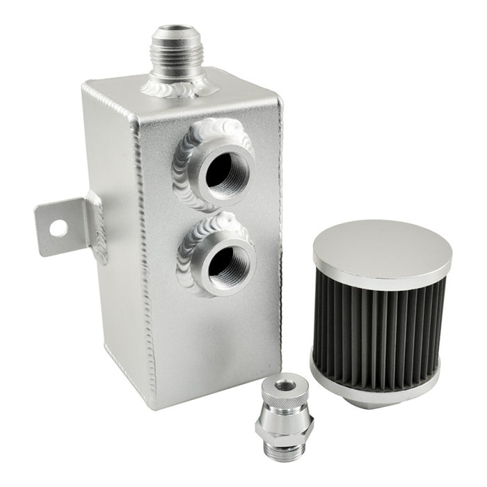 Aluminium 1 Litre Rectangular Oil Catch Tank Can with Breather, -10AN Ports