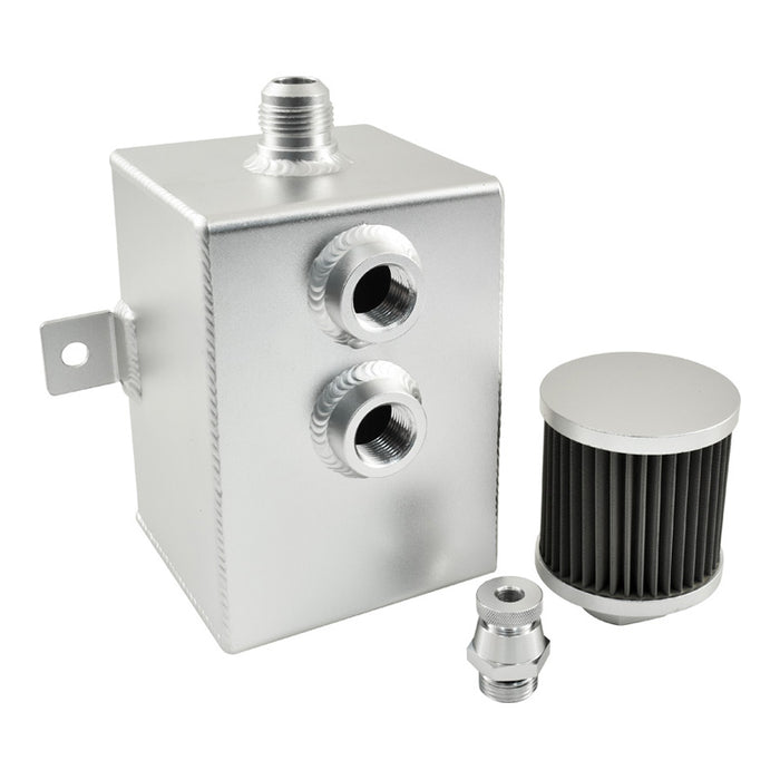 Aluminium 2 Litre Rectangular Oil Catch Tank Can with Breather, -10AN Ports