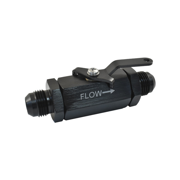 -10AN Billet Aluminium Inline Fuel Shut-off Valve W/Cable Lever Black