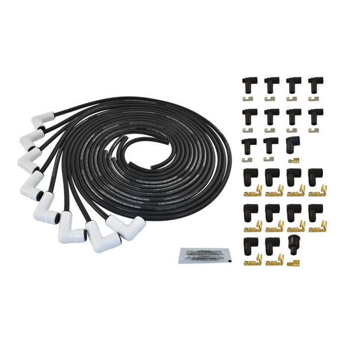 8.5mm Ceramic Boot Ignition Wires w/Right Angle 90 Degree Plug Boots - Black