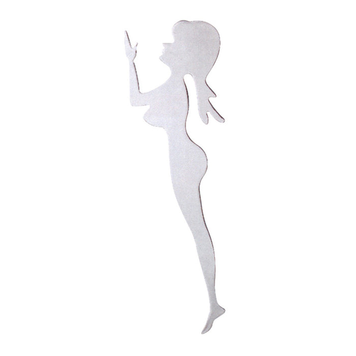 Chrome Standing Girl Silhouette Left Facing For Mud Flaps Grille 9-1/4 Inch X 3 Inch
