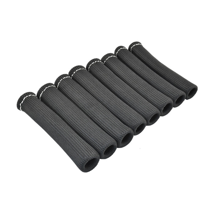 Cal Custom Heat Solutions Black 6" Spark Plug Heat Sleeves Set of 8, Wire Lead Boot