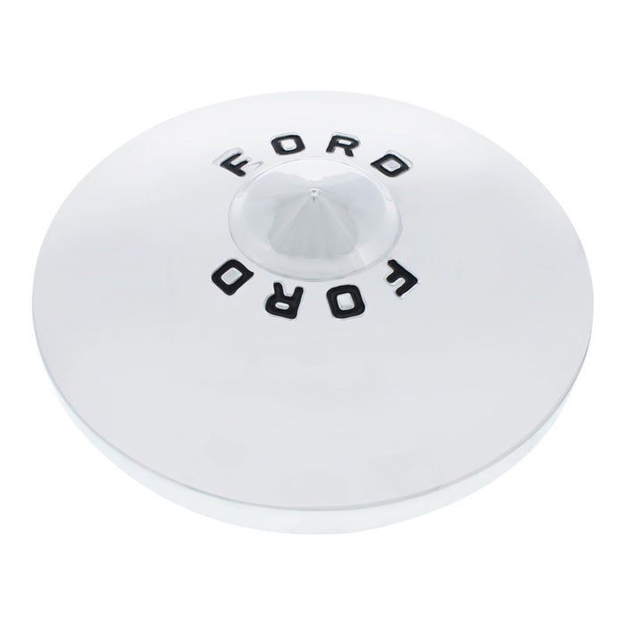 Stainless Steel Hub Cap suits 1949-50 Ford Car, with Black "Ford" Script, Each