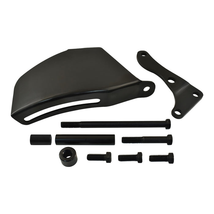 Small Block Chev Alternator Bracket Set suits Long Water Pump - Black