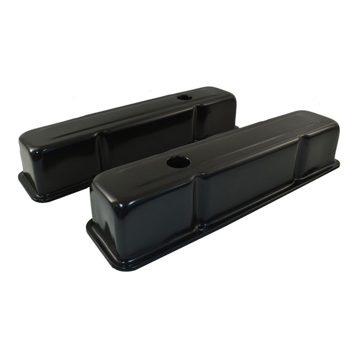 Black Steel Tall Valve Rocker Covers Pair Small Block Chevy SBC 283 307 350 383