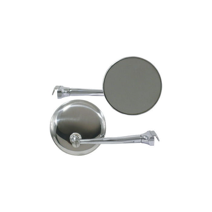 Chrome Classic 4" Round Straight Arm Anti Glare Peep Mirror, Pair