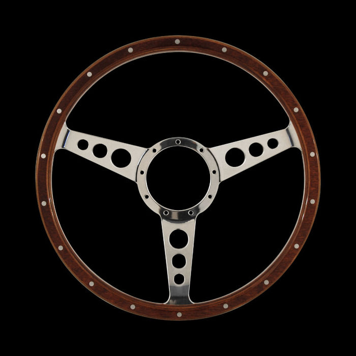 Classic 3 Spoke Dished 15" Wood Rim Steering Wheel 9 Bolt