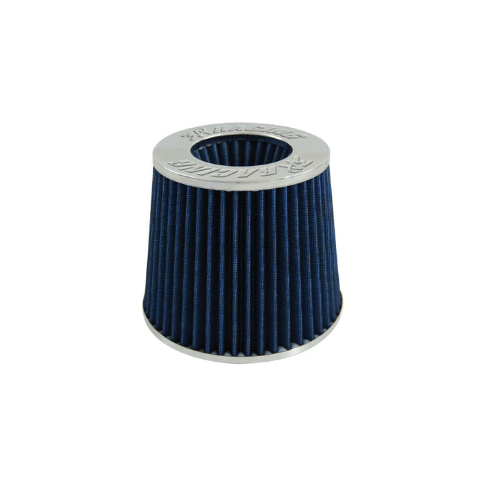 3A Racing 76mm Neck Pod Air Filter, Chrome Top Blue Element