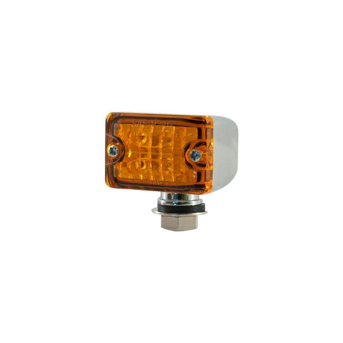 Cal Custom Small Turn Signal Indicator Light Amber Lens LED Chrome Pedestal Mount