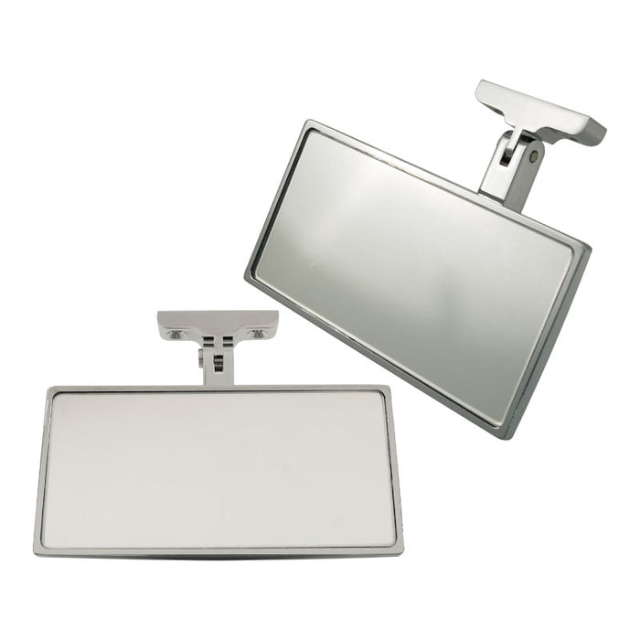 Cal Custom Rectangular Rear View Interior Mirror Chrome Aluminium, Screw on Mount
