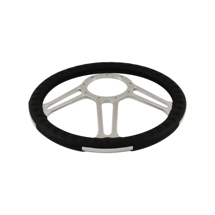 Cal Custom 14" Boost Billet Aluminium Steering Wheel, Black Leather Full-Wrap