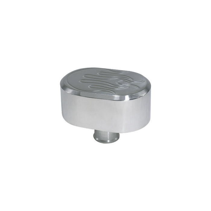 Cal Custom Polished Aluminium Oval Flame Top Push-In Breather Cap, NO PCV