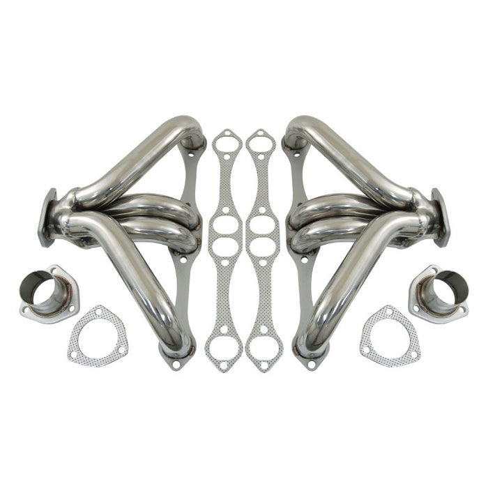 Cal Custom Small Block CHEV Tight Fit Headers Stainless Steel - Suit Angle Plug Heads