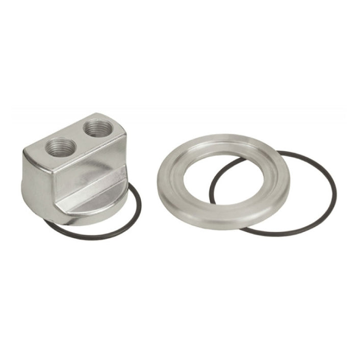 Derale Standard Engine Spin On Adapter with 1/2" NPT Ports, 13/16"-16 Engine Thread 15705