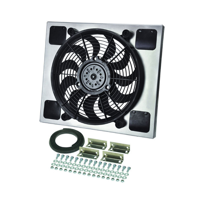 Derale High Output Single 14" Electric Rad Fan/Aluminium Shroud Kit 16817