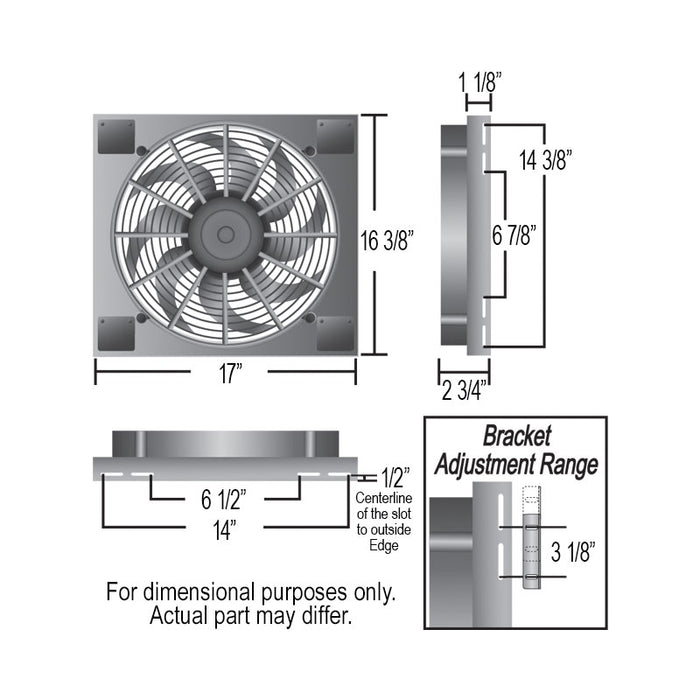 Derale High Output Single 14" Electric Rad Fan/Aluminium Shroud Kit 16817