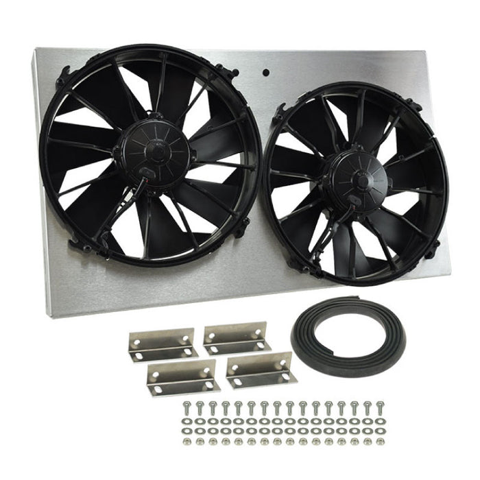 Derale High Output Dual 12" Electric Rad Fan/Aluminium Shroud Kit 16825