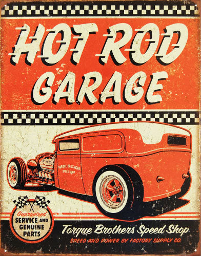 Hot Rod Garage - Rat Rod - Large Metal Tin Sign 40.6cm X 31.7cm Genuine American Made