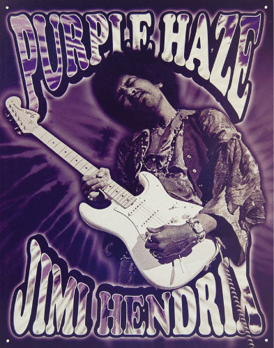 Jimi Hendrix - Purple Haze - Large Metal Tin Sign 40.6cm X 31.7cm Genuine American Made