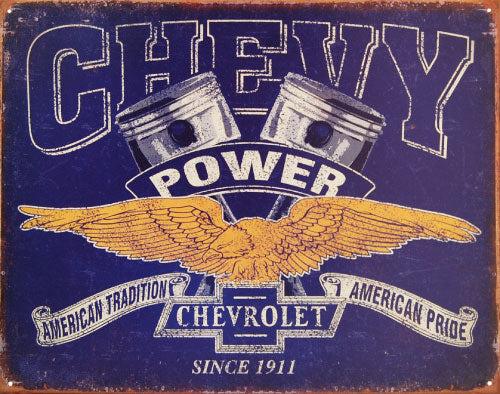 Chevy Power - American Tradition American Pride - Large Metal Tin Sign 31.7cm X 40.6cm Genuine American Made