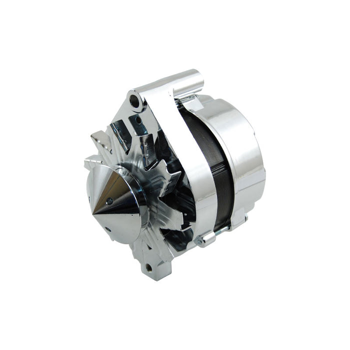 Ford 1G Style Chrome 100 Amp Alternator With Nose Cover, Suits External Regulator