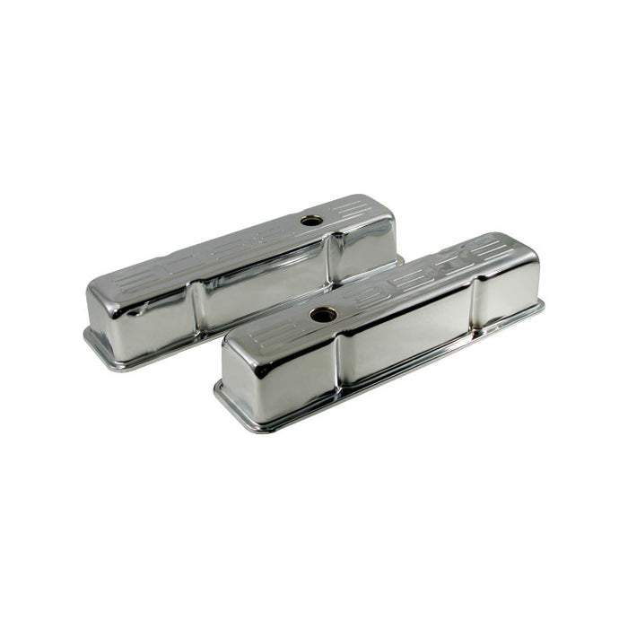 Tall Chromed Steel Small Block Chev Rocker Covers With 350 Logo