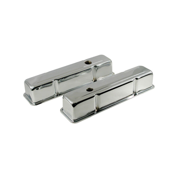 Tall Chromed Steel Small Block Chev Rocker Covers, No Logo