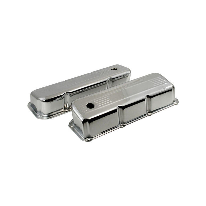 Tall Chromed Steel Ford Cleveland 302 351 Rocker Covers, No Logo
