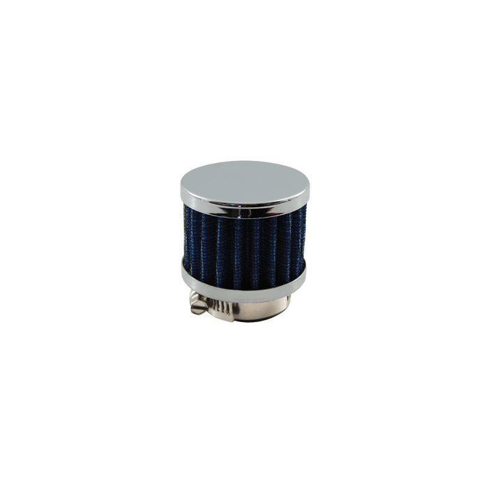 25mm Oil Catch Tank Crankcase Vent/Valve Air Breather - Chrome/Blue Element