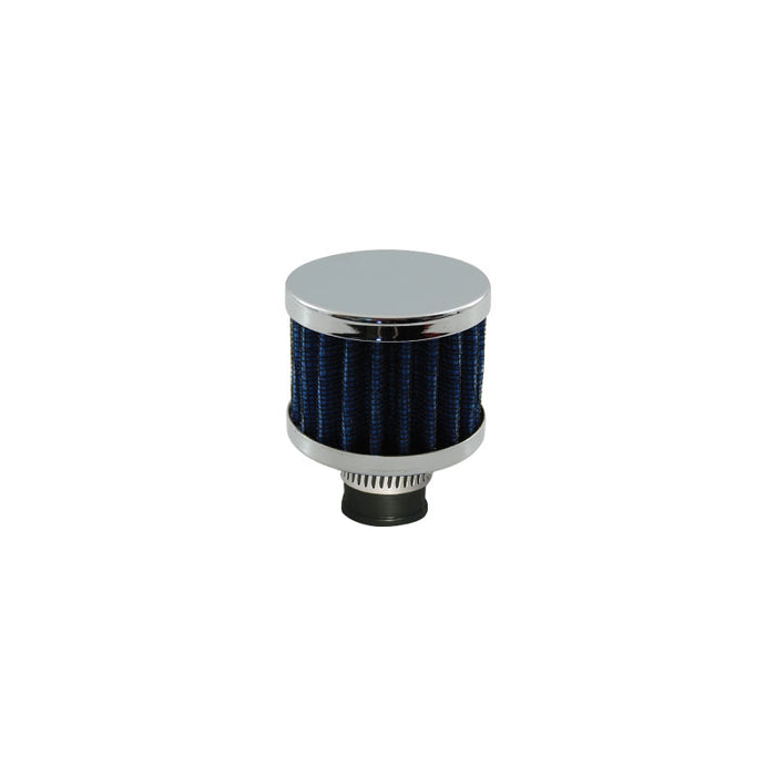 9mm Oil Catch Tank Crankcase Vent/Valve Air Breather - Chrome/Blue Element