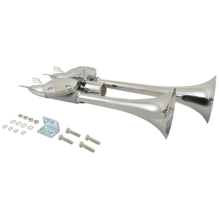 Yankee Dual Tone Twin Trumpet Air Horn, Chrome, 12V 24V