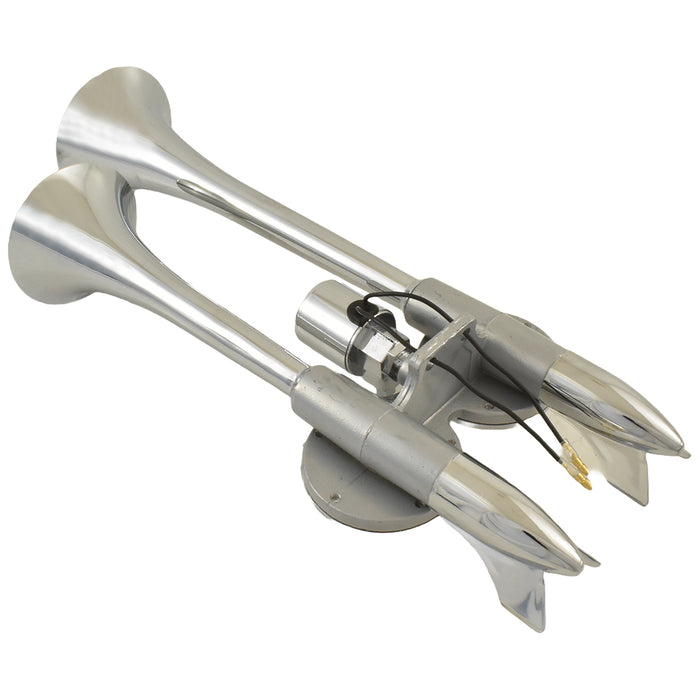 Yankee Dual Tone Twin Trumpet Air Horn, Chrome, 12V 24V