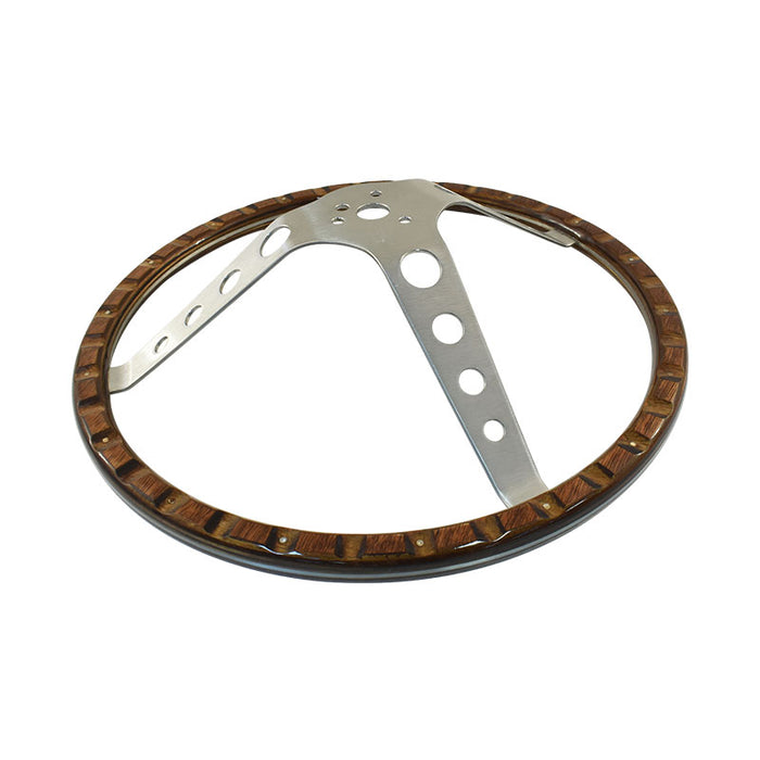 Classic 3 Spoke Deep Dished 15" Wood Rim Steering Wheel 3 Bolt, Spokes w/Holes