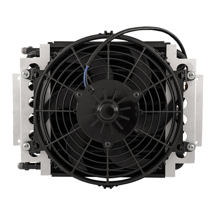Universal Remote Oil Cooler Kit, Tube & Fin, 16 Pass with 10" Fan, 6AN