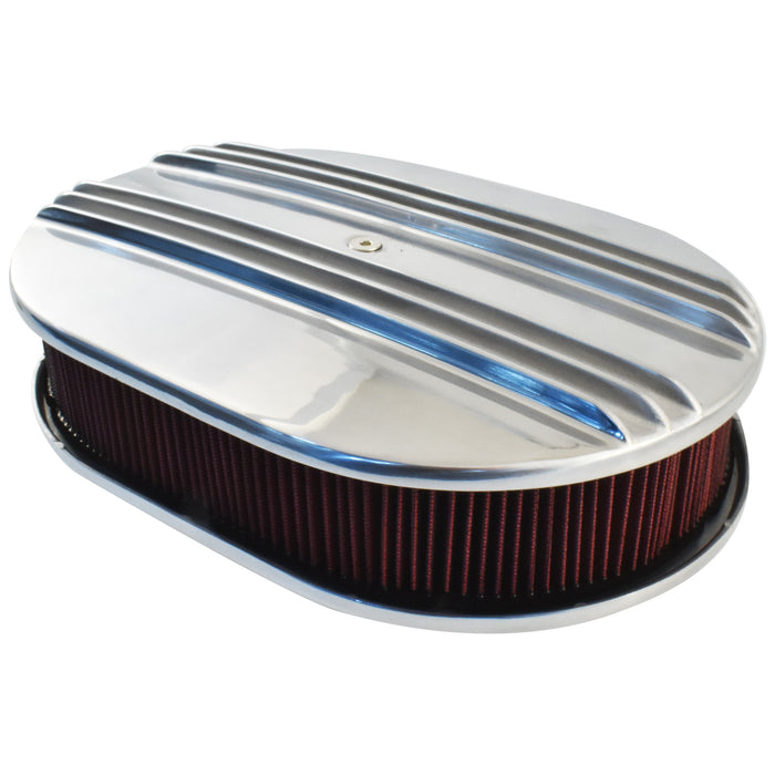 Oval Air Cleaner Kit Half Finned Polished Cast Aluminium